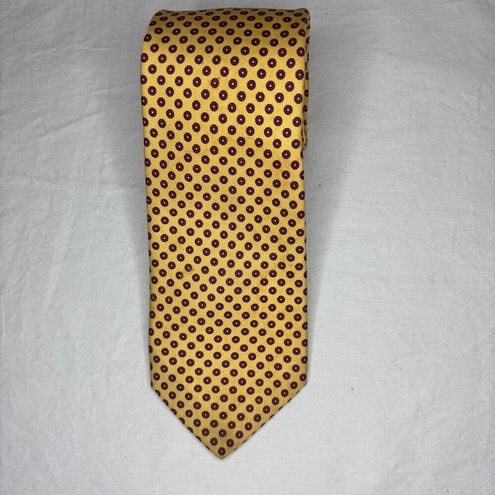 BRIAR for TMB Handmade 100% Silk Tie Yellow Red Floral Classic Necktie